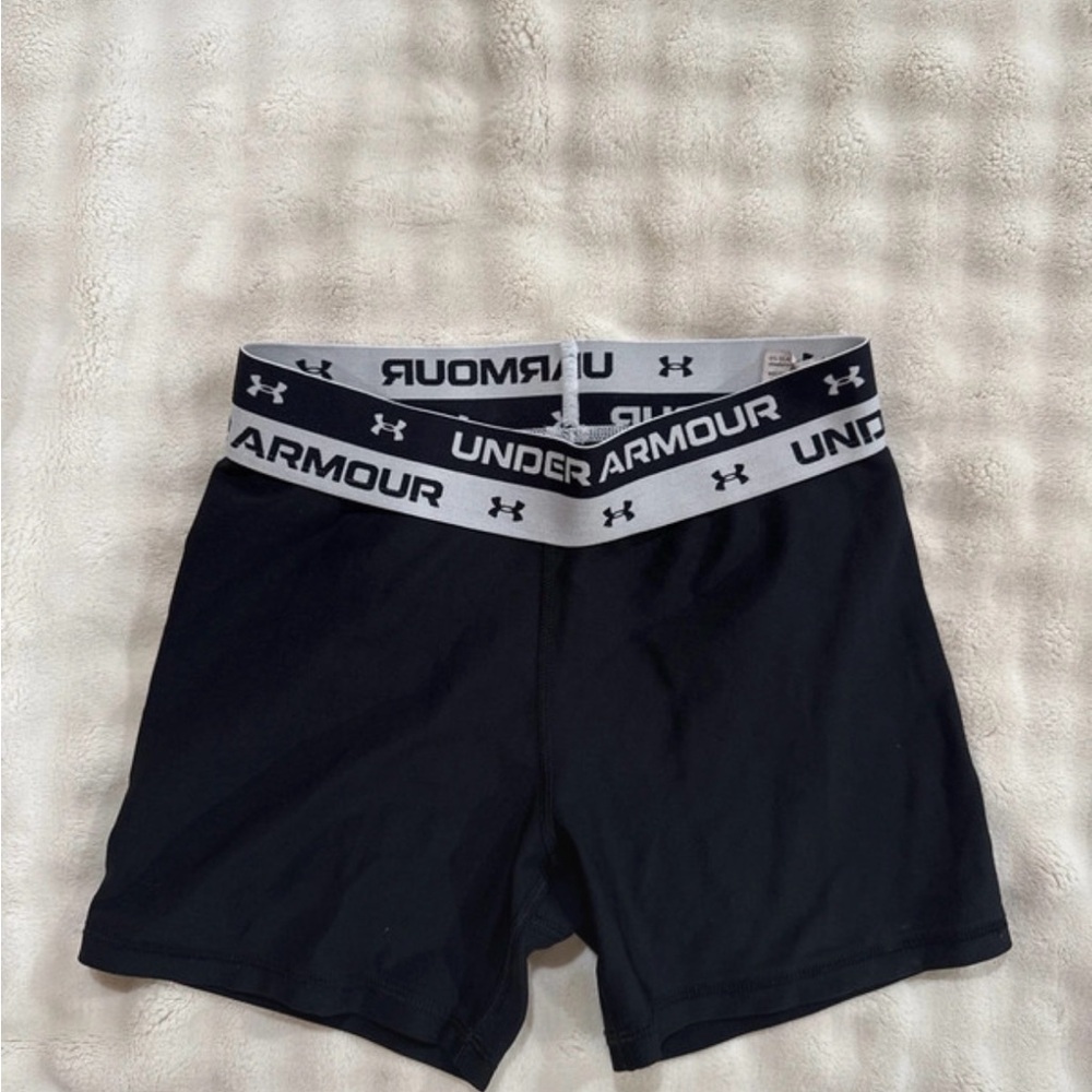 Under Armour Black Compression Shorts with Gray Branded Waistband